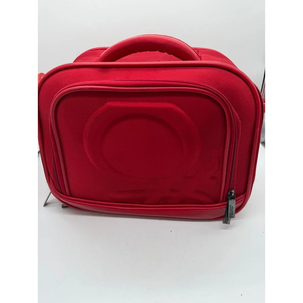 United Colors of Benetton Red Vanity Case Travel Cosmetic Bag Mirror Organizer